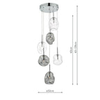 Quinn 6 Light Cluster Pendant Smoked &amp; Clear GlassPolished Chrome