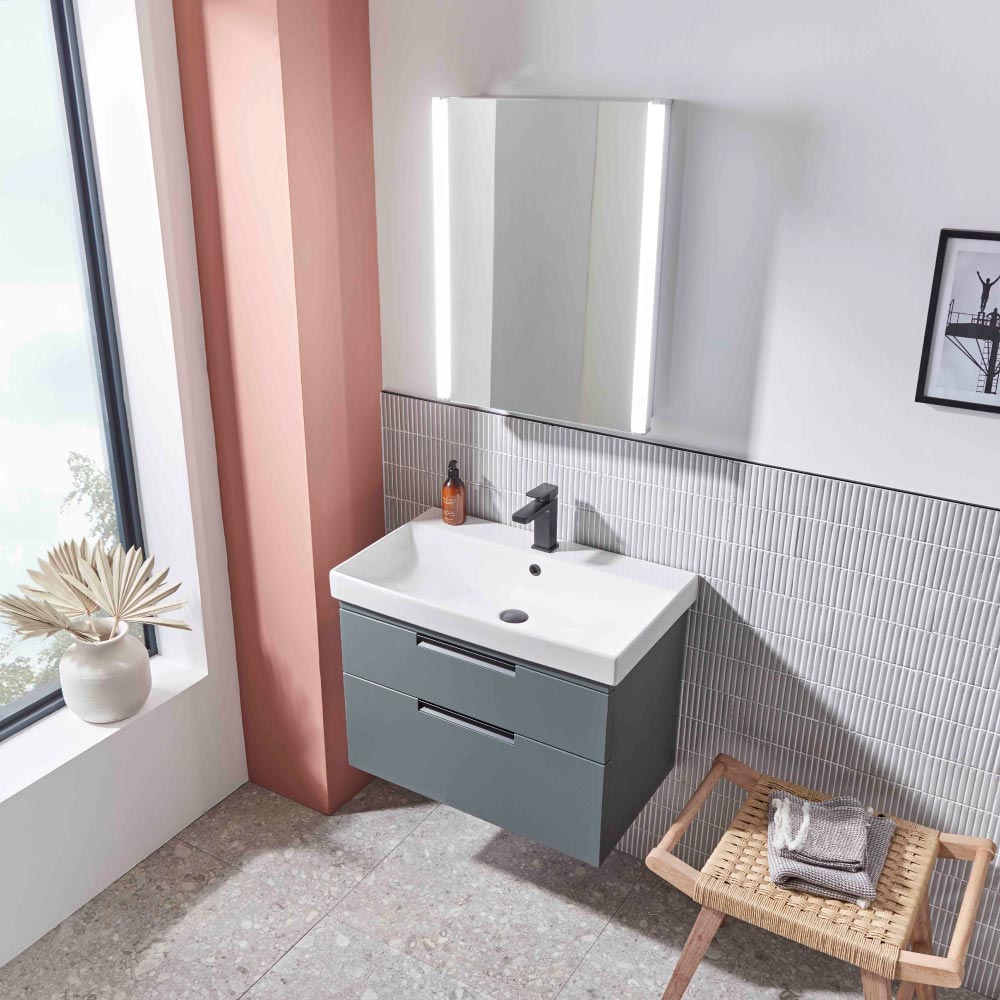 Roper Rhodes R2 Altitude Double Door Illuminated Cabinet 670mm With Socket And Demister