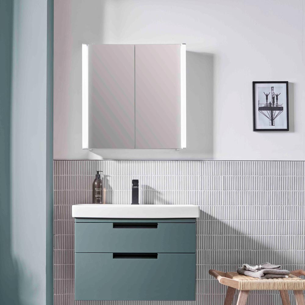 Roper Rhodes R2 Altitude Double Door Illuminated Cabinet 670mm With Socket And Demister