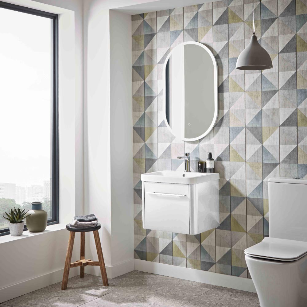 Roper Rhodes Contour 500 Wall Mounted 1 Drawer Complete Basin Unit - Gloss White
