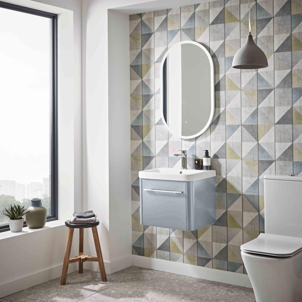 Roper Rhodes Contour 500 Wall Mounted 1 Drawer Complete Basin Unit - Light Grey