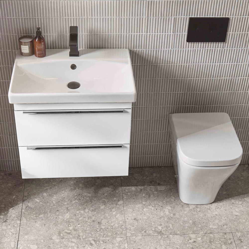 Roper Rhodes Type 600 Wall Mounted 2 Drawer Complete Basin Unit - Gloss White