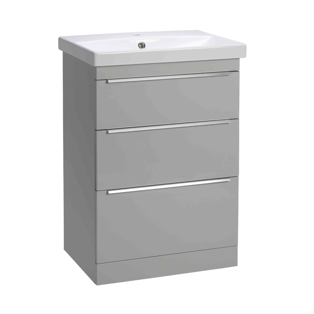 Roper Rhodes Type 600 Freestanding 3 Drawer Complete Basin Unit - Light Grey