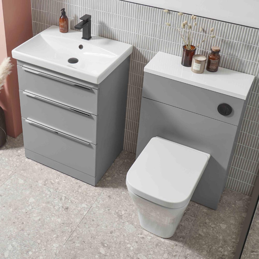 Roper Rhodes Type 600 Freestanding 3 Drawer Complete Basin Unit - Light Grey