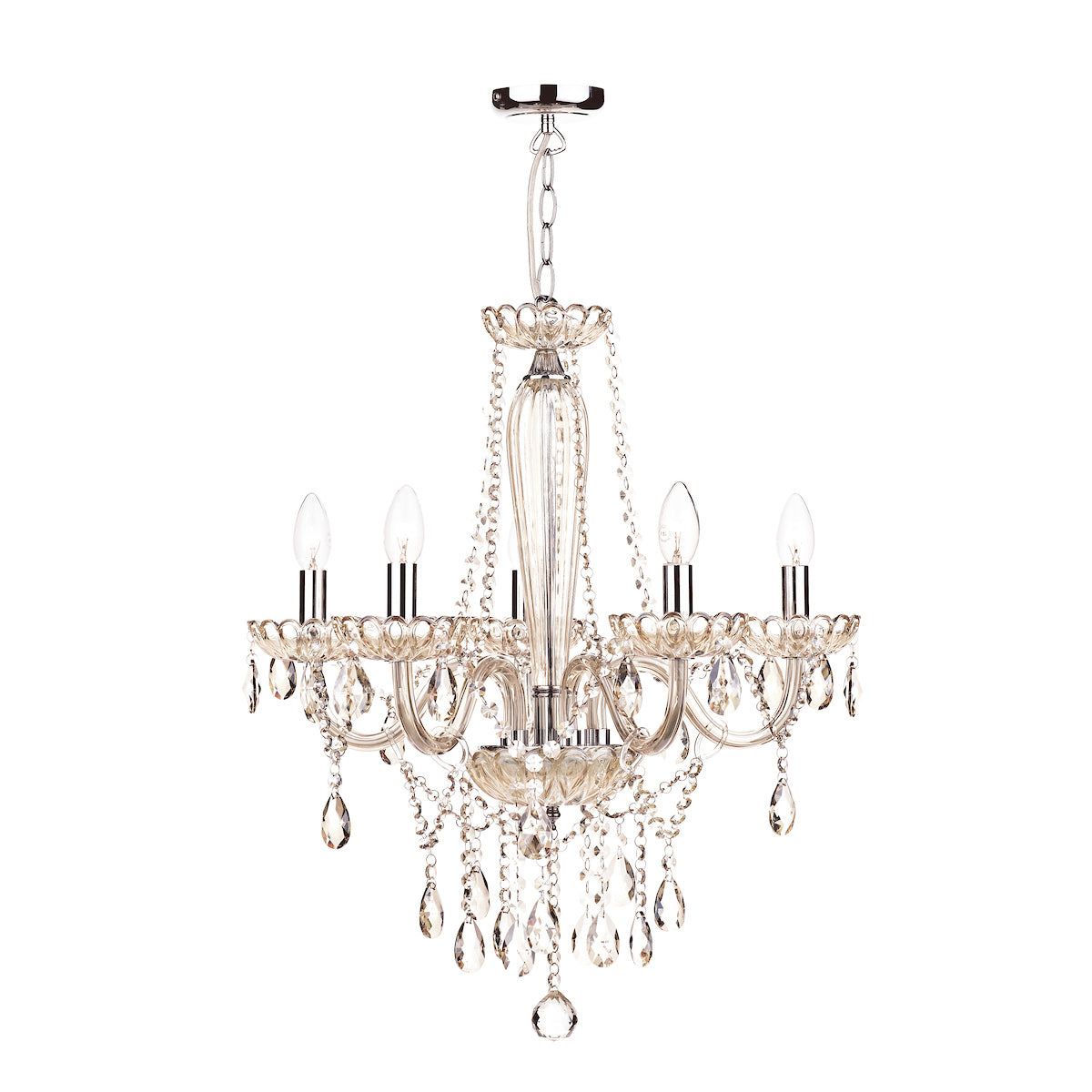 Raphael 5 Light Chandelier Champagne Crystal<br>Champagne Glass
