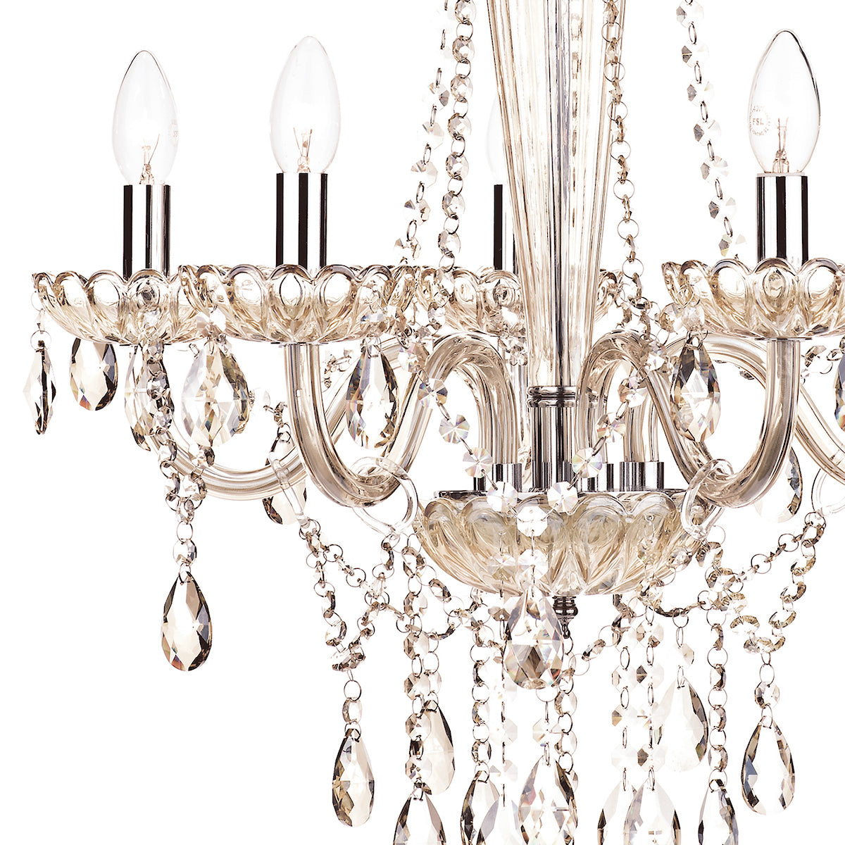 Raphael 5 Light Chandelier Champagne Crystal<br>Champagne Glass