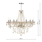 Raphael 8 Light Chandelier Champagne Crystal<br>Champagne Glass