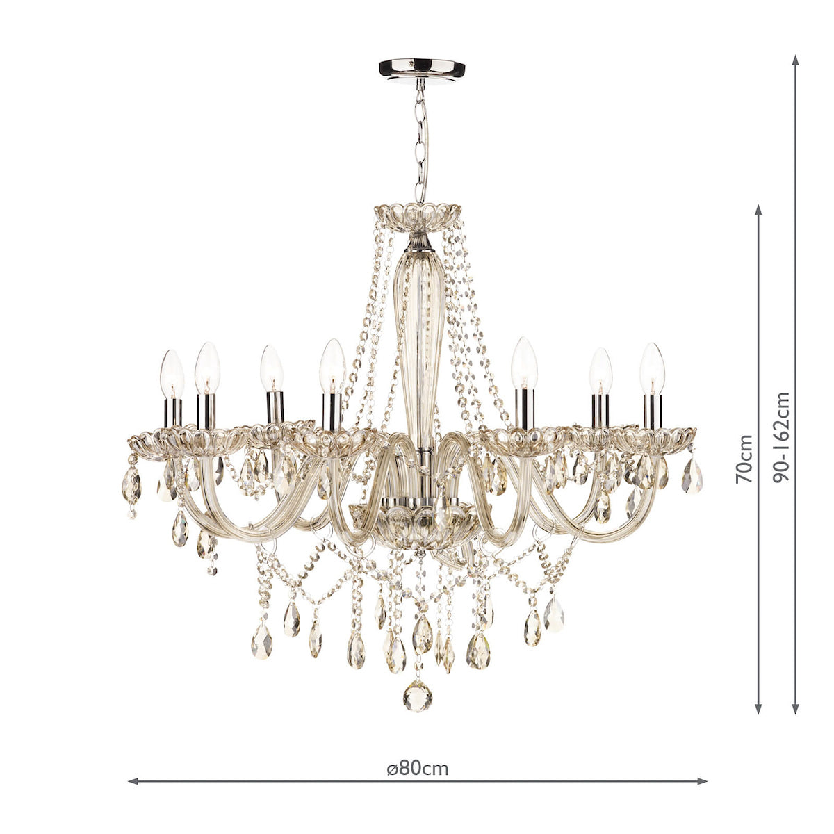 Raphael 8 Light Chandelier Champagne Crystal<br>Champagne Glass