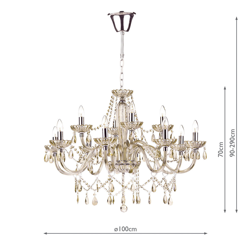 Raphael 12 Light Chandelier Champagne Crystal<br>Champagne Glass