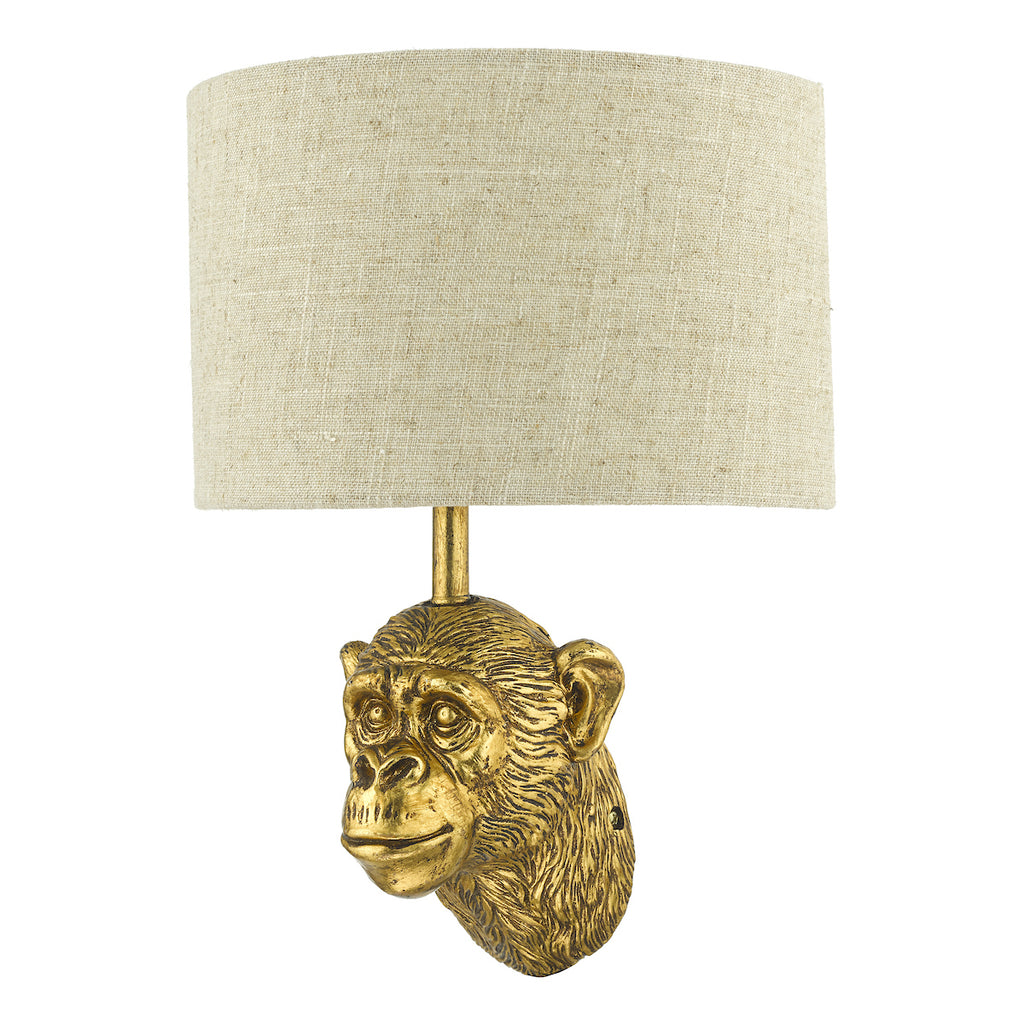 Raul Monkey Wall Light Gold With Shade <br>Matt Gold