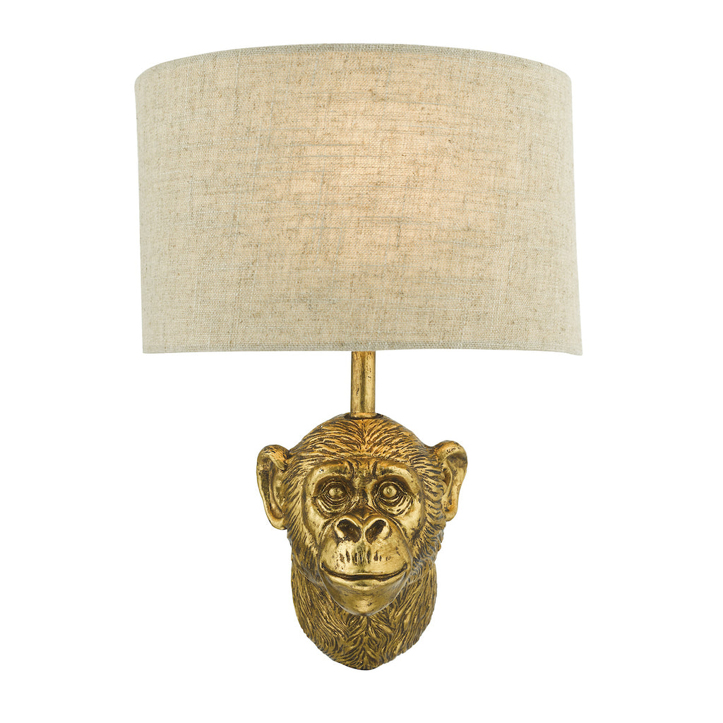 Raul Monkey Wall Light Gold With Shade <br>Matt Gold