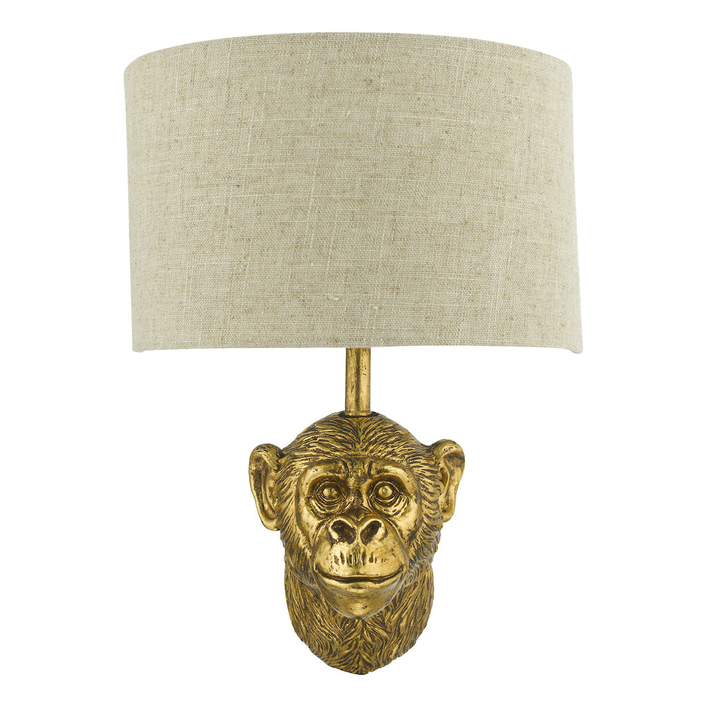 Raul Monkey Wall Light Gold With Shade <br>Matt Gold