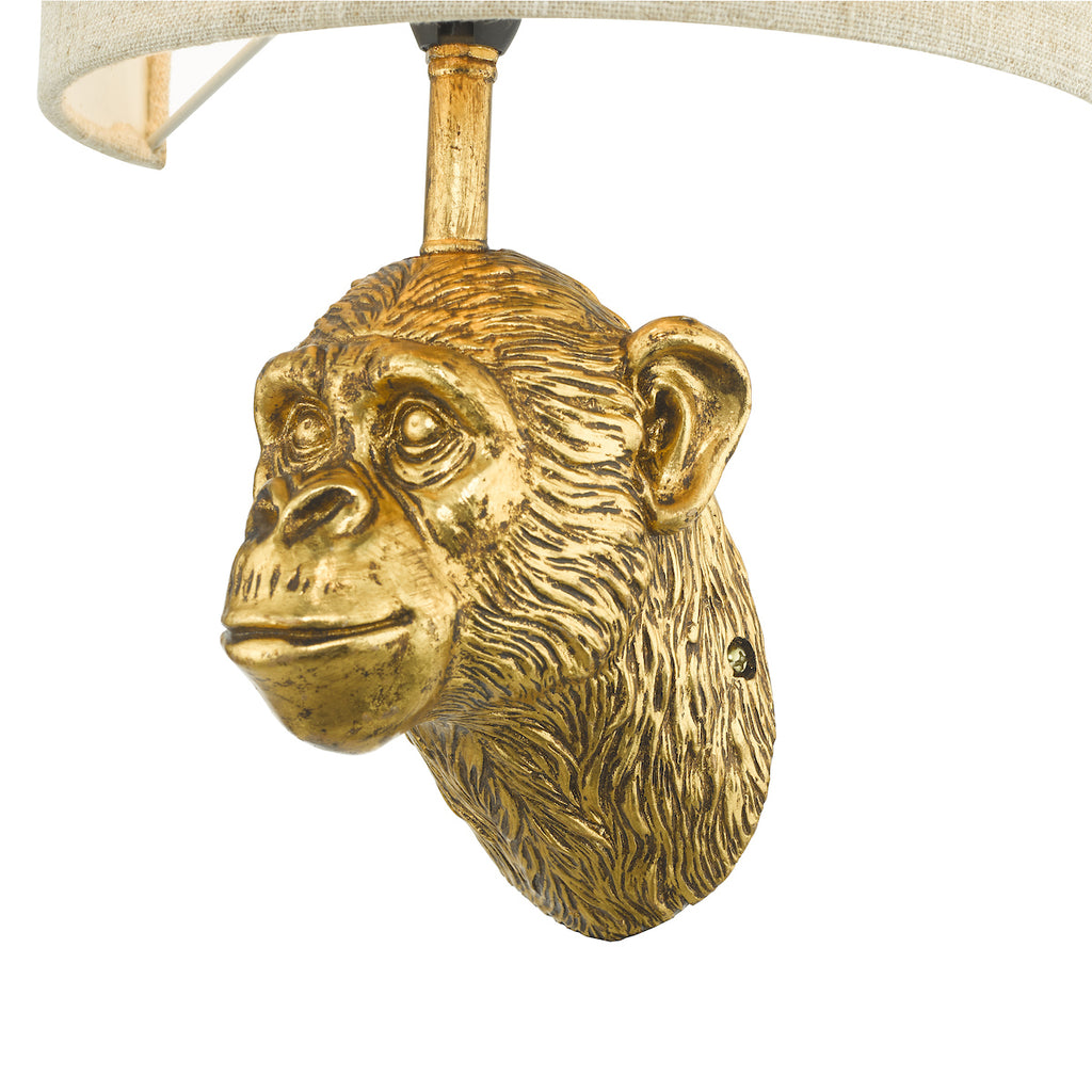 Raul Monkey Wall Light Gold With Shade <br>Matt Gold