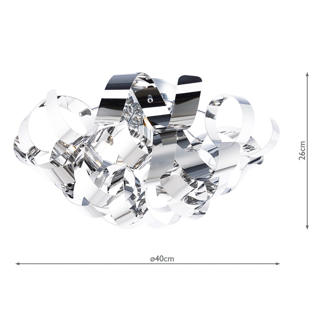Rawley 4 Light Flush Polished Chrome 40cm<br>Polished Chrome