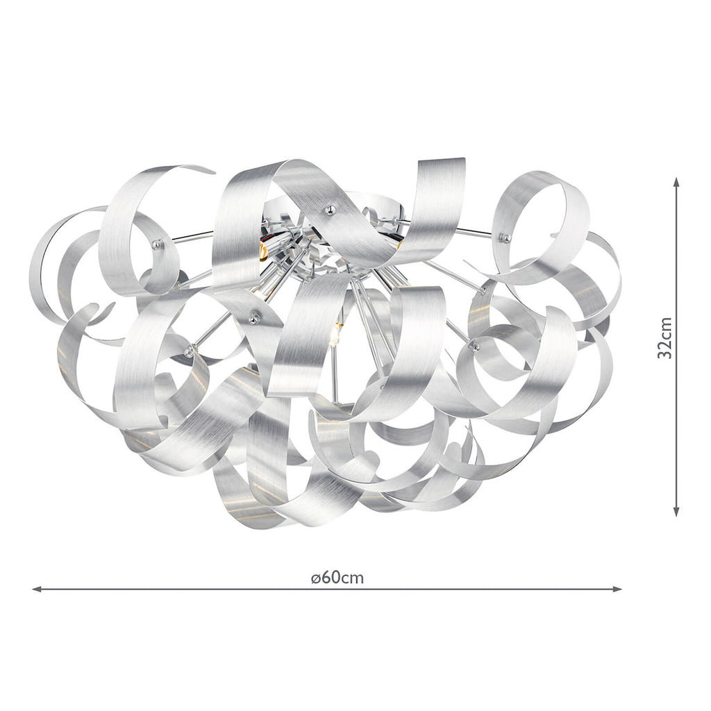 Rawley 5 Light Flush Brushed Aluminium 60cm<br>Brushed Aluminium