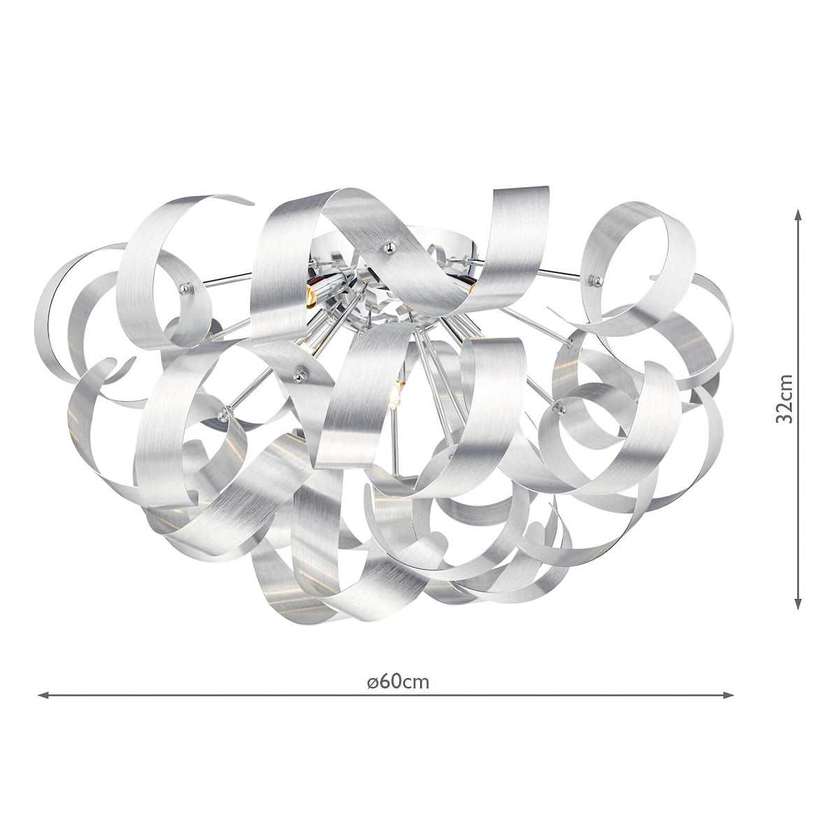 Rawley 5 Light Flush Brushed Aluminium 60cm<br>Brushed Aluminium