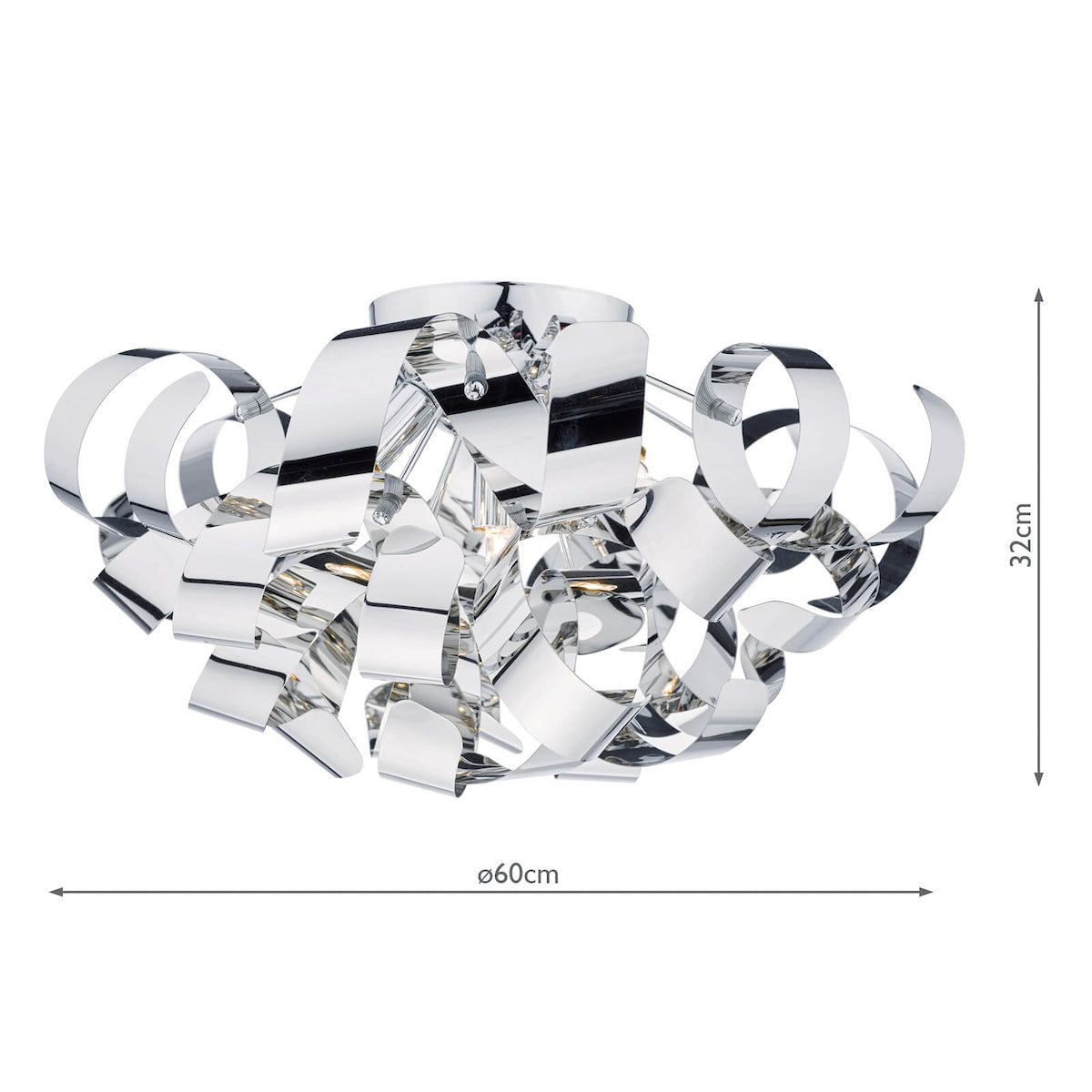 Rawley 5 Light Flush Polished Chrome 60cm<br>Polished Chrome