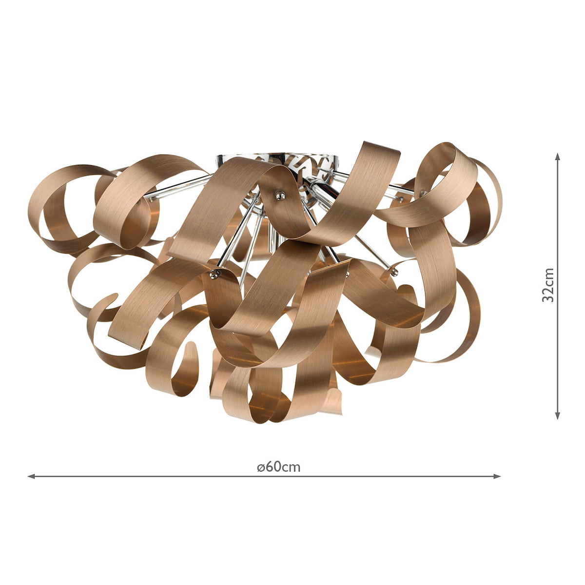 Rawley 5 Light Flush Brushed Copper 60cm<br>Brushed Copper