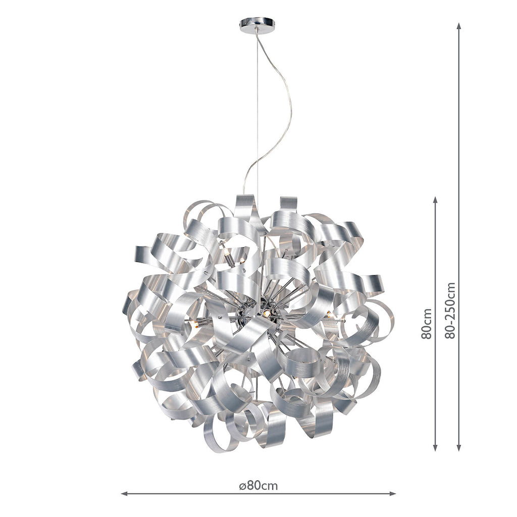Rawley 12 Light Pendant Brushed Aluminium<br>Brushed Aluminium