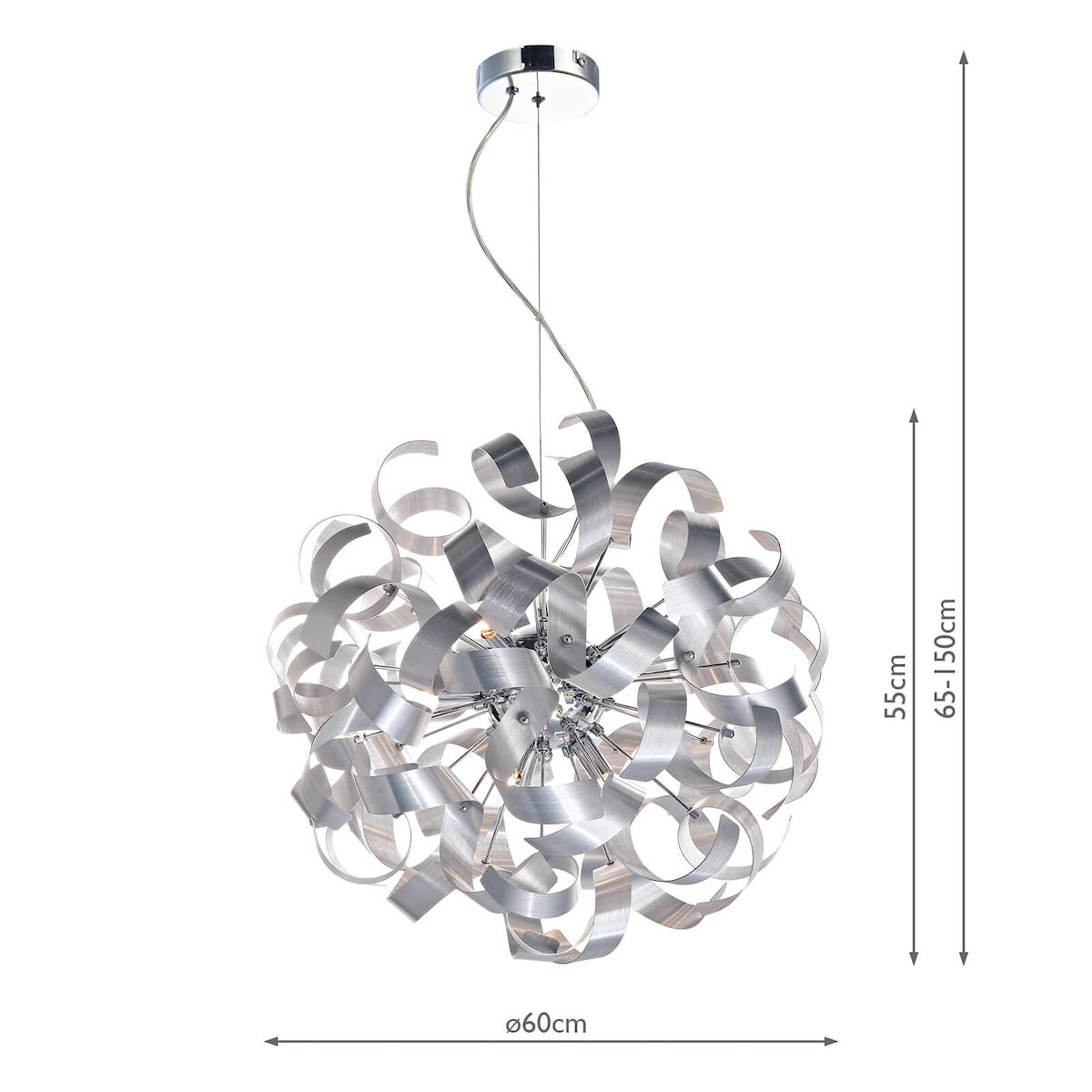 Rawley 9 Light Ribbon Pendant<br>Brushed Aluminium