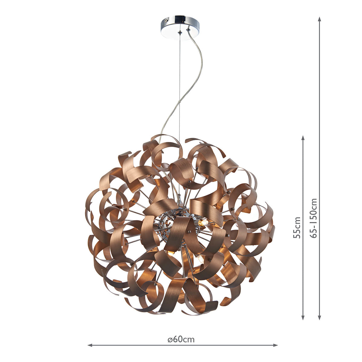 Rawley 9 Light Ribbon Pendant Brushed Copper<br>Brushed Copper