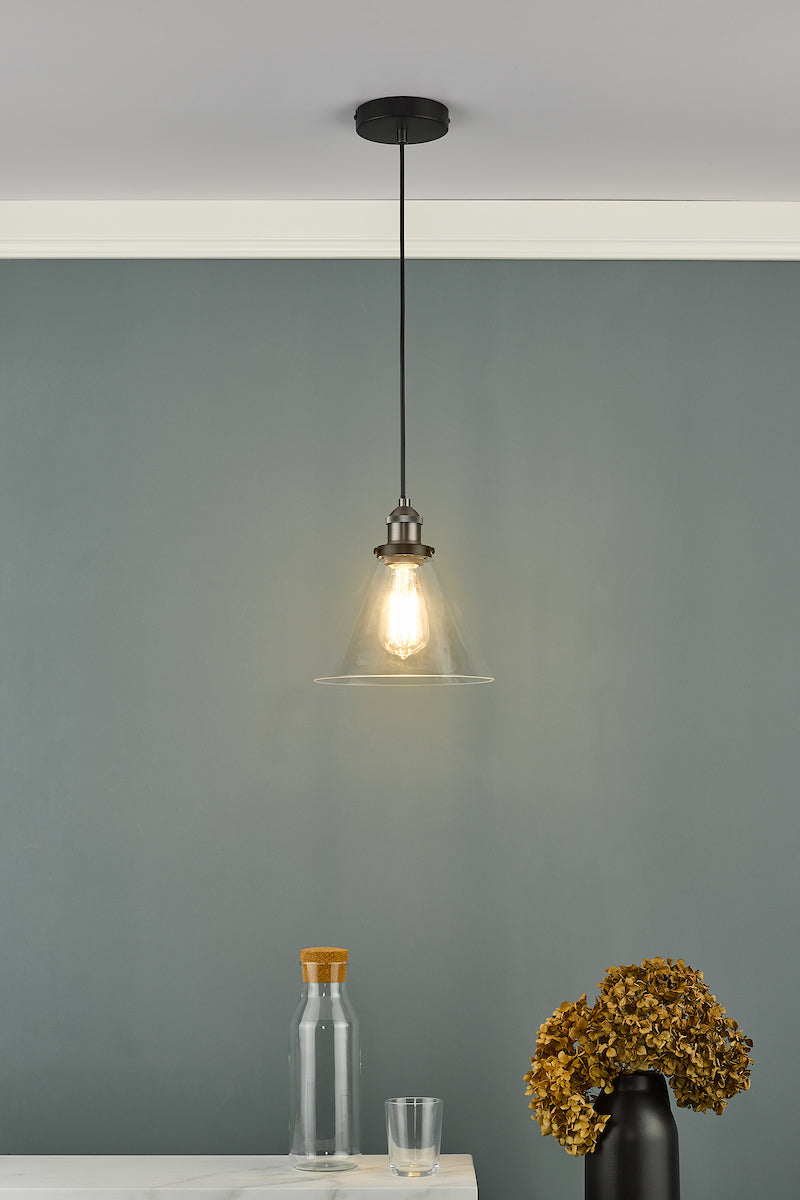 Ray 1 Light Single Pendant Antique Nickel Clear Glass<br>Antique Nickel
