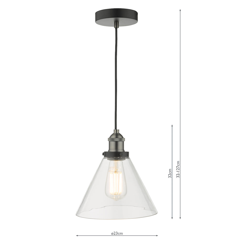 Ray 1 Light Single Pendant Antique Nickel Clear Glass<br>Antique Nickel