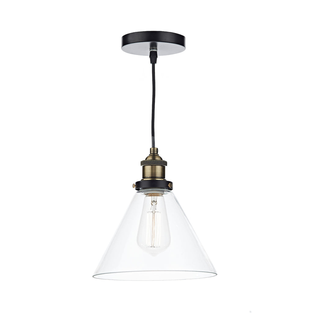 Ray 1 Light Pendant Antique Brass Clear<br>Antique Brass