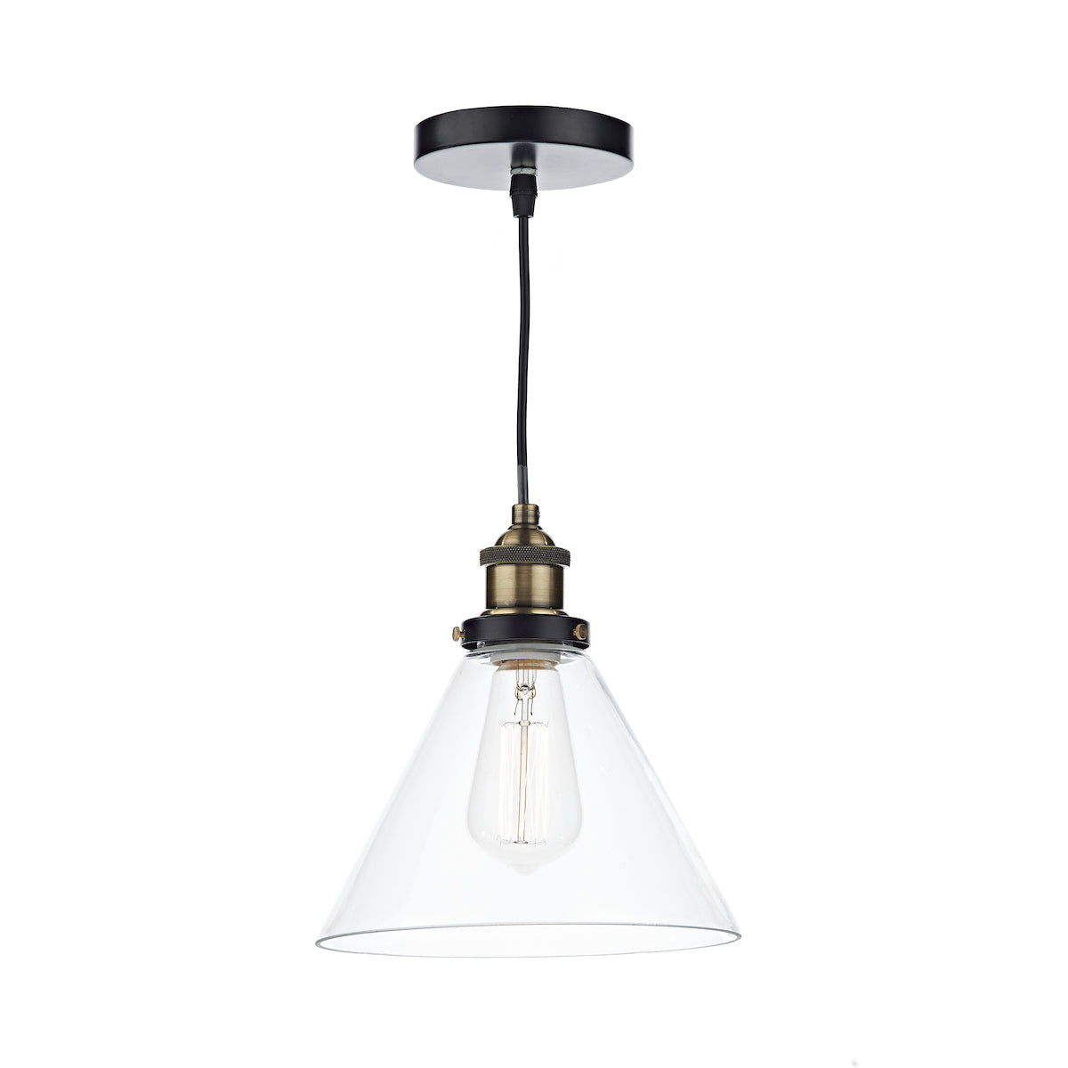 Ray 1 Light Pendant Antique Brass Clear<br>Antique Brass