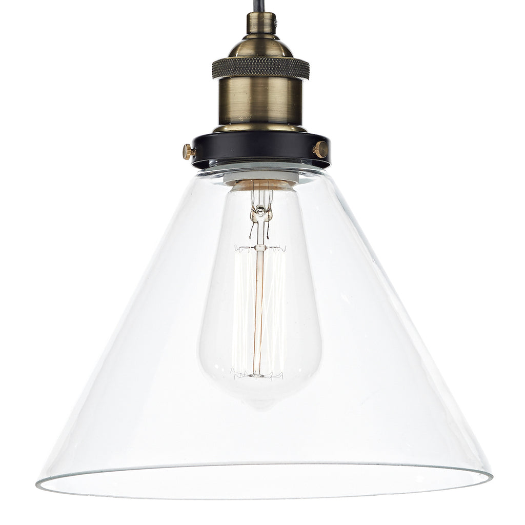 Ray 1 Light Pendant Antique Brass Clear<br>Antique Brass