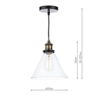 Ray 1 Light Pendant Antique Brass Clear<br>Antique Brass