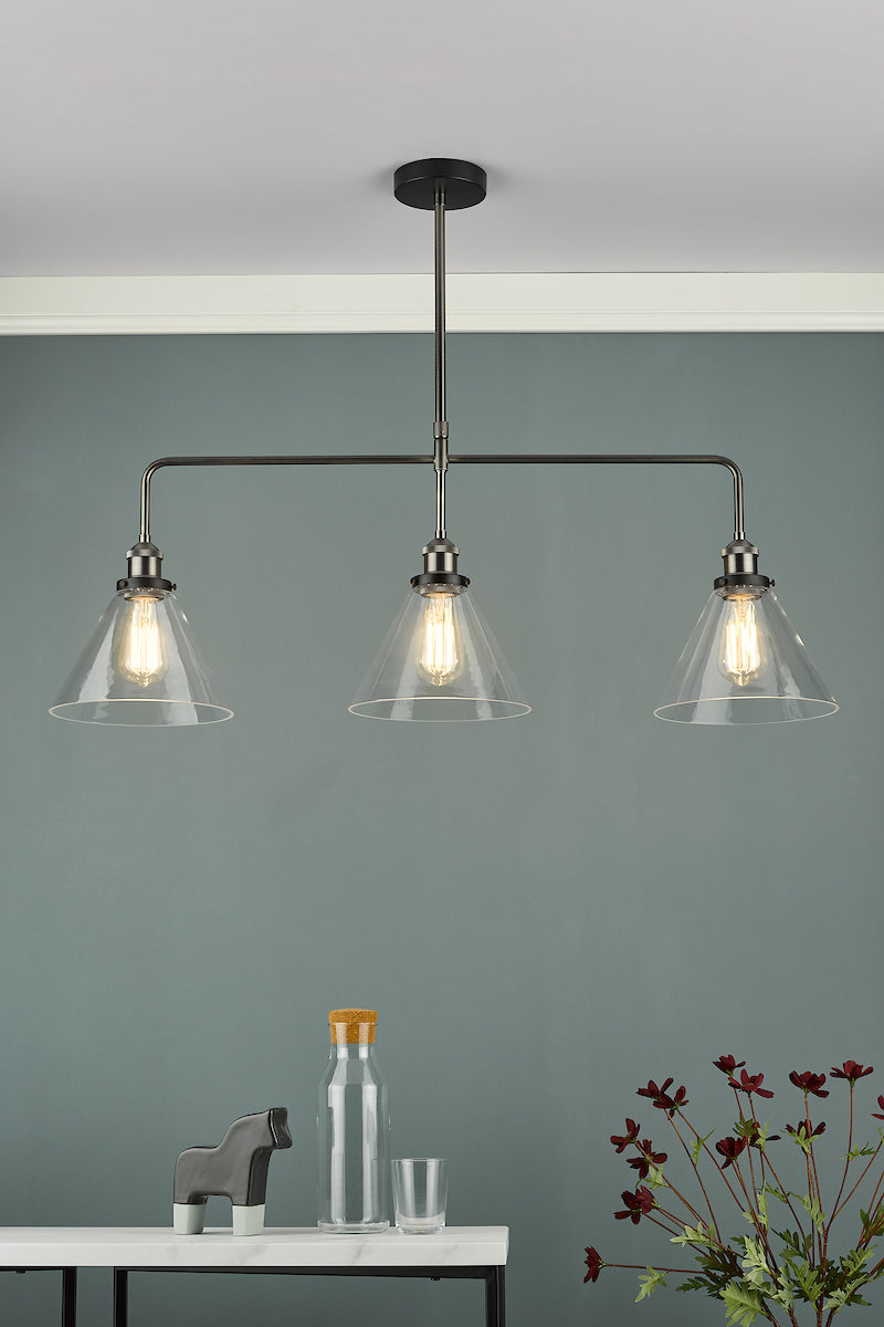 Ray 3 Light Bar Pendant Antique Nickel Clear GlassAntique Nickel