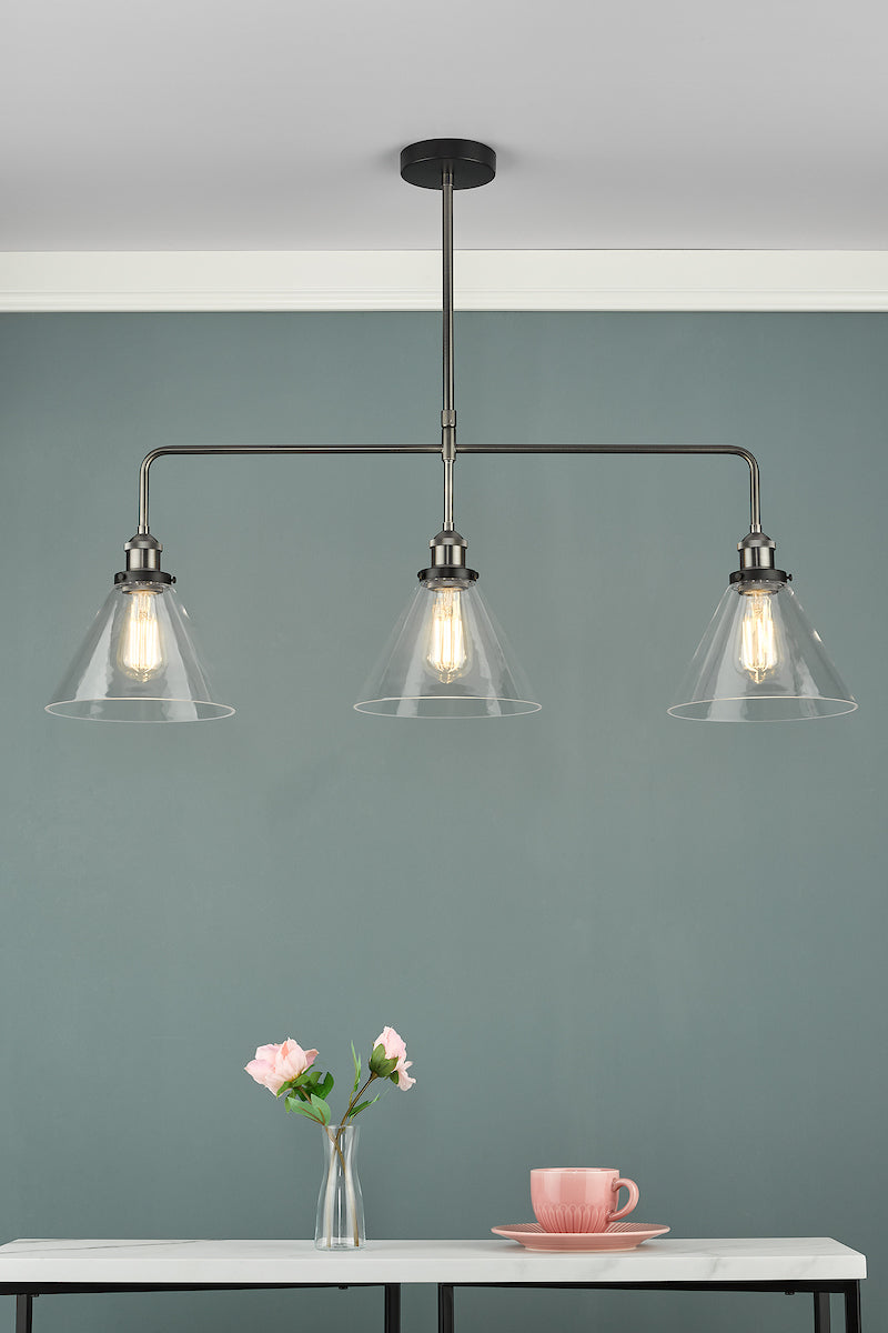Ray 3 Light Bar Pendant Antique Nickel Clear GlassAntique Nickel