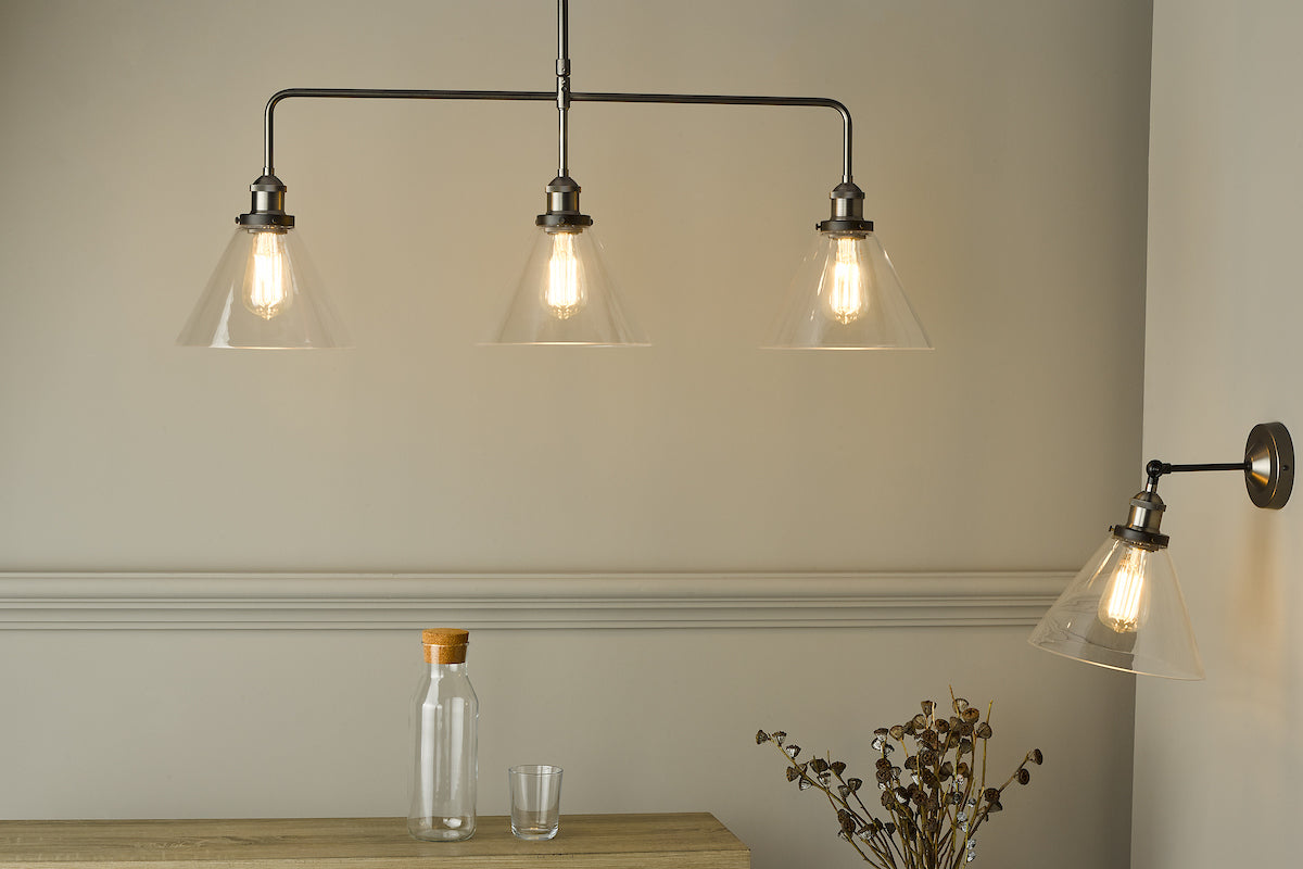 Ray 3 Light Bar Pendant Antique Nickel Clear GlassAntique Nickel