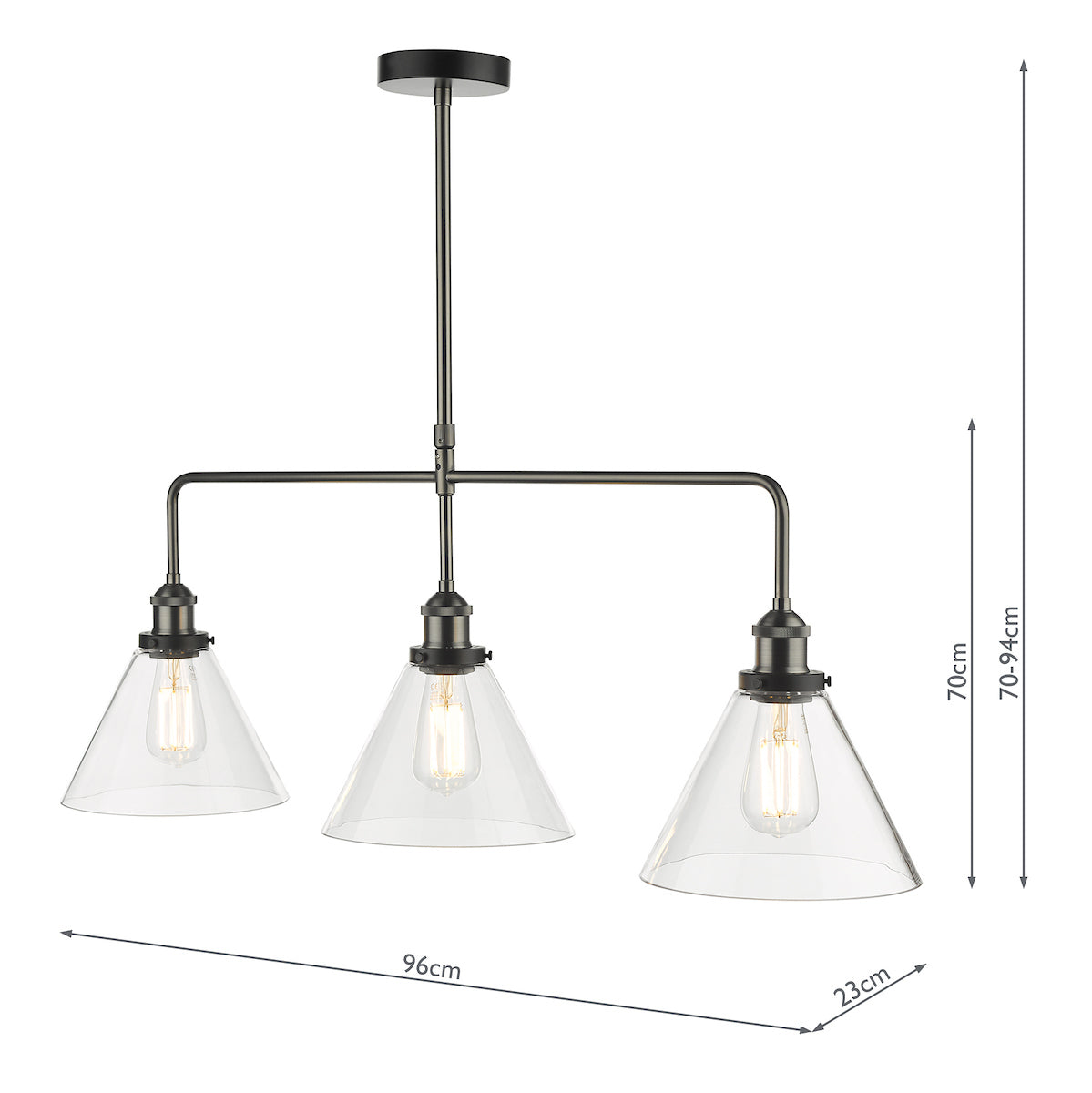 Ray 3 Light Bar Pendant Antique Nickel Clear GlassAntique Nickel