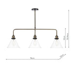 Ray 3 Light Bar Pendant Antique Brass ClearAntique Brass