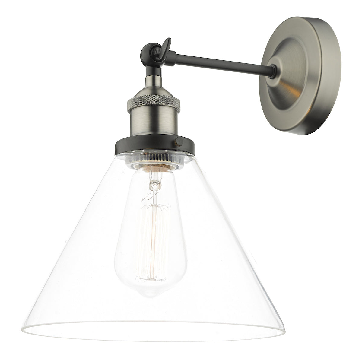 Ray Single Wall Light Antique Nickel Clear Glass<br>Antique Nickel