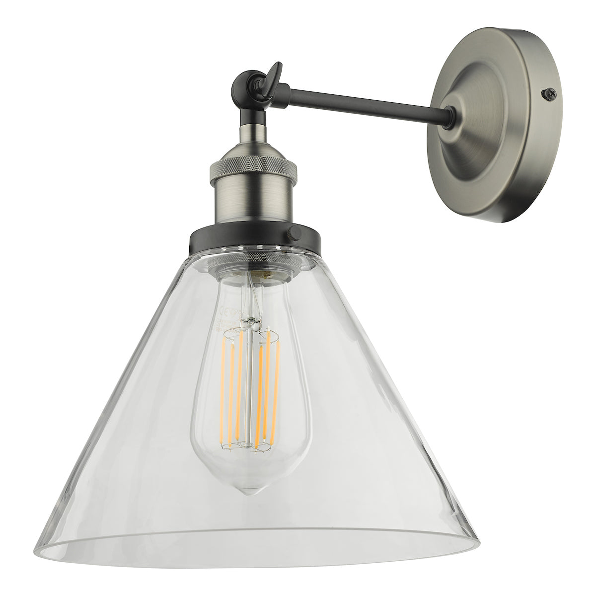 Ray Single Wall Light Antique Nickel Clear Glass<br>Antique Nickel