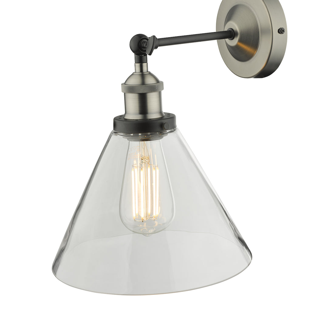 Ray Single Wall Light Antique Nickel Clear Glass<br>Antique Nickel