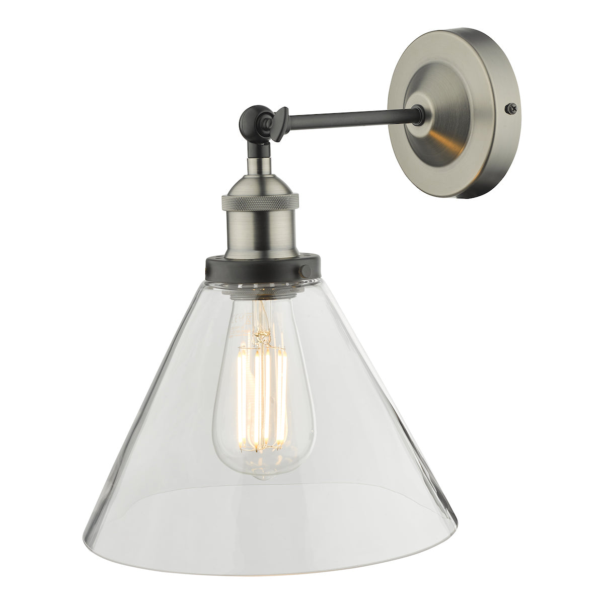 Ray Single Wall Light Antique Nickel Clear Glass<br>Antique Nickel