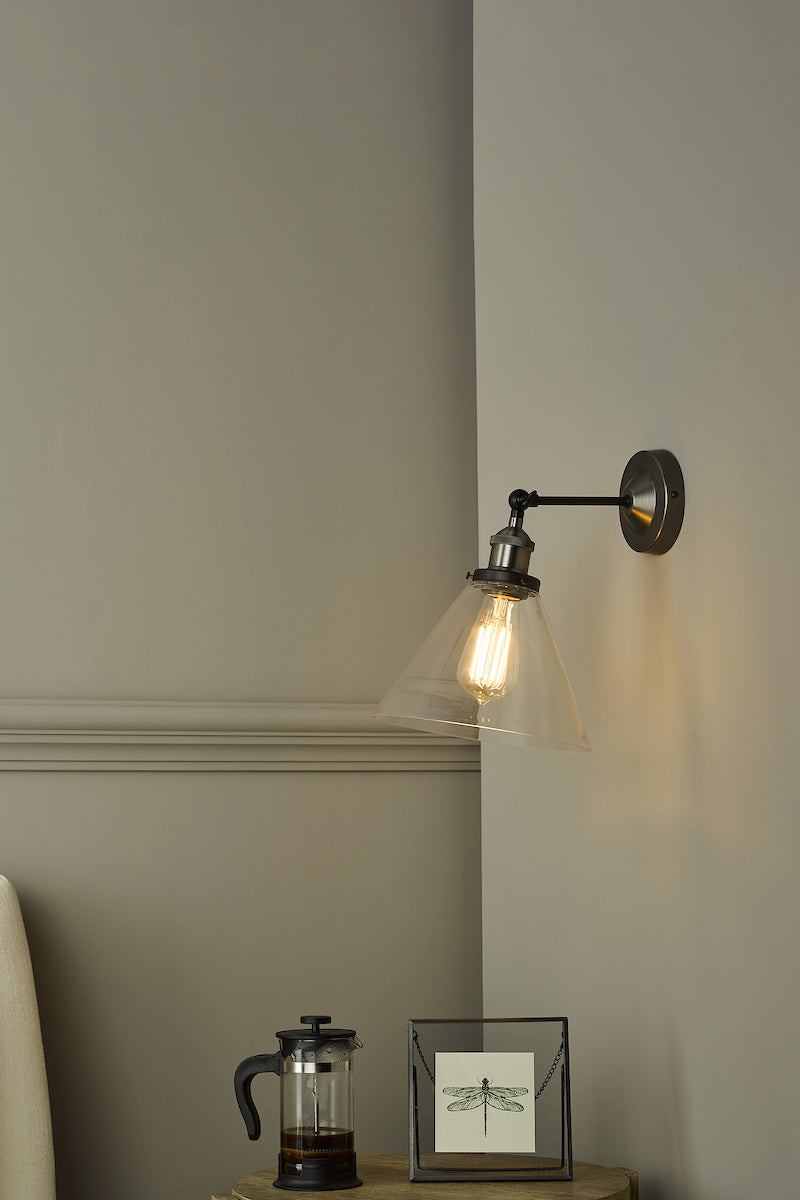 Ray Single Wall Light Antique Nickel Clear Glass<br>Antique Nickel