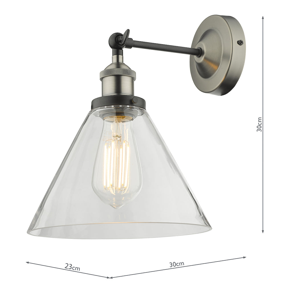 Ray Single Wall Light Antique Nickel Clear Glass<br>Antique Nickel