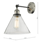 Ray Single Wall Light Antique Nickel Clear Glass<br>Antique Nickel