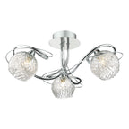 Rehan 3 Light Semi Flush Decorative Glass Polished Chrome Frame<br>Polished Chrome