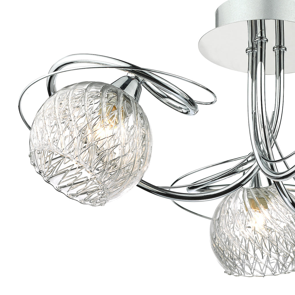 Rehan 3 Light Semi Flush Decorative Glass Polished Chrome Frame<br>Polished Chrome