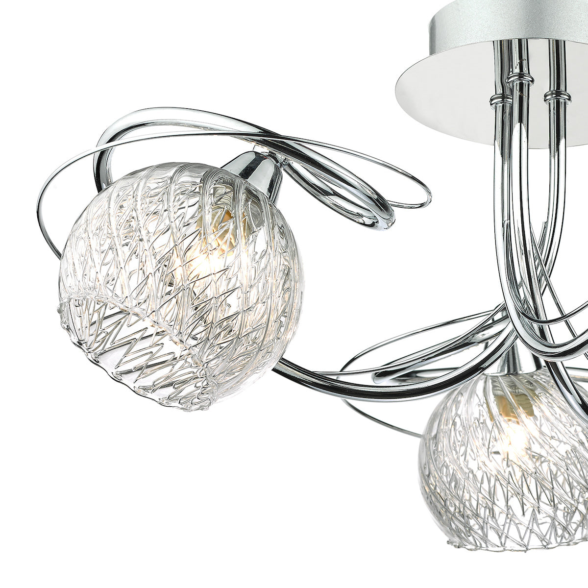 Rehan 3 Light Semi Flush Decorative Glass Polished Chrome Frame<br>Polished Chrome