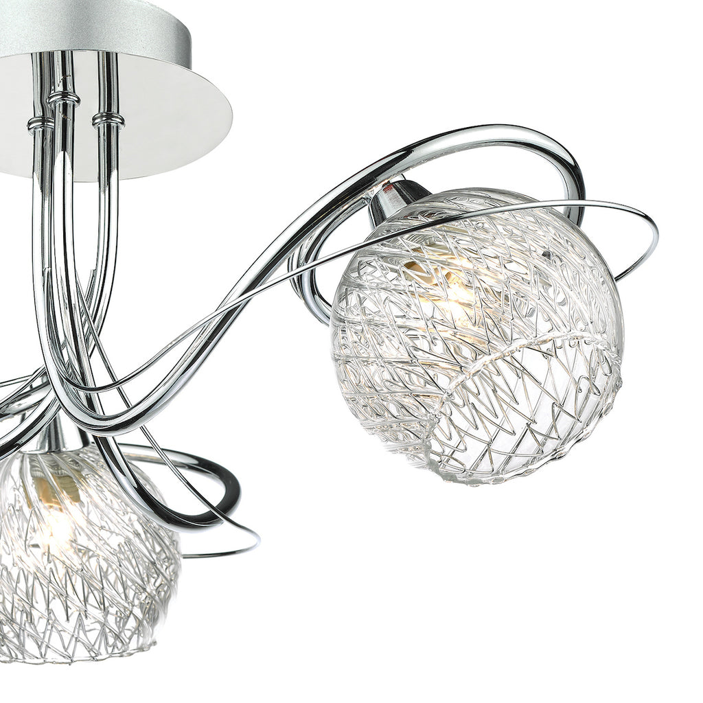 Rehan 3 Light Semi Flush Decorative Glass Polished Chrome Frame<br>Polished Chrome
