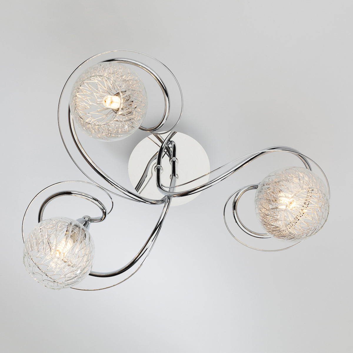 Rehan 3 Light Semi Flush Decorative Glass Polished Chrome Frame<br>Polished Chrome