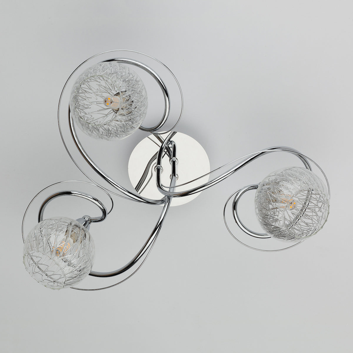 Rehan 3 Light Semi Flush Decorative Glass Polished Chrome Frame<br>Polished Chrome