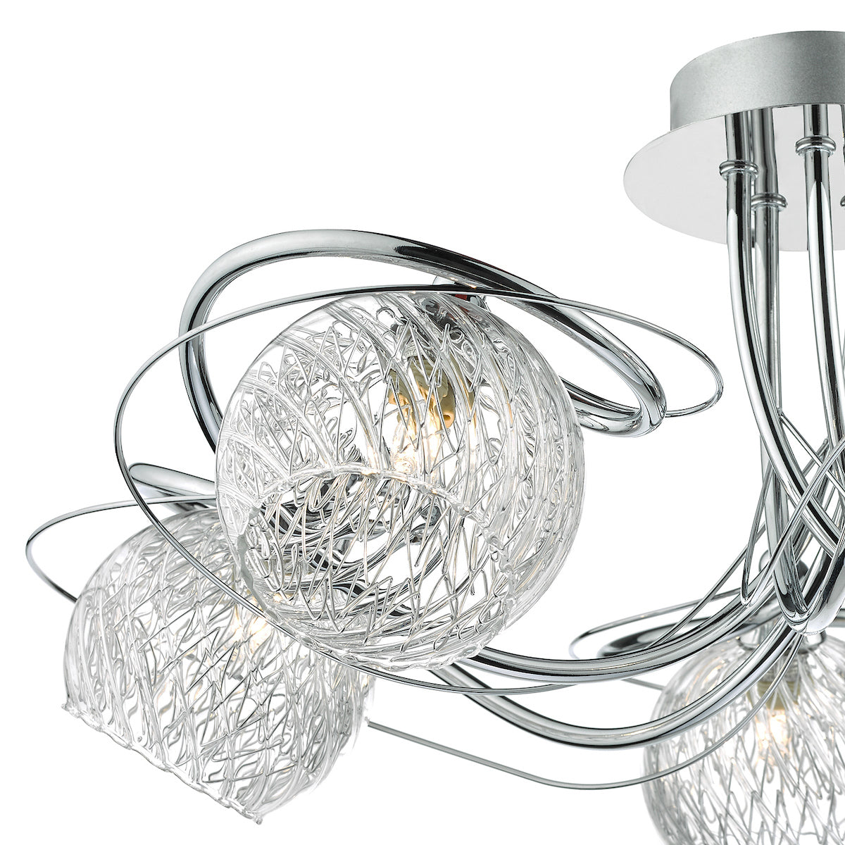 Rehan 5 Light Semi Flush Decorative Glass Polished Chrome Frame<br>Polished Chrome